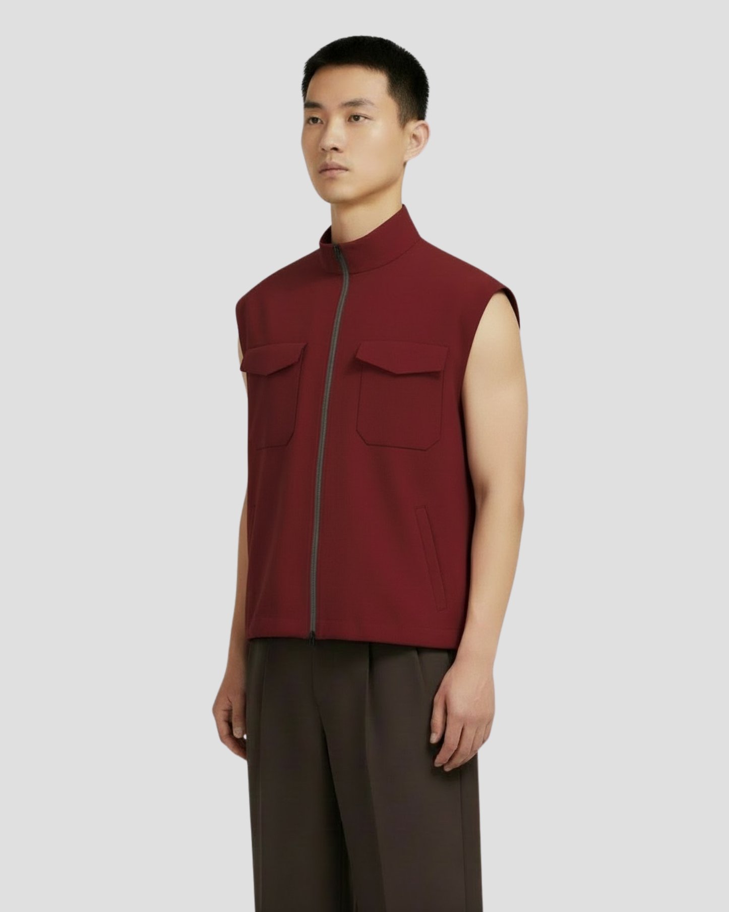 Men Sleeveless Zip-Up